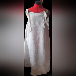 Tempo Paris Cream Linen Dress Jumper With Pockets M/L